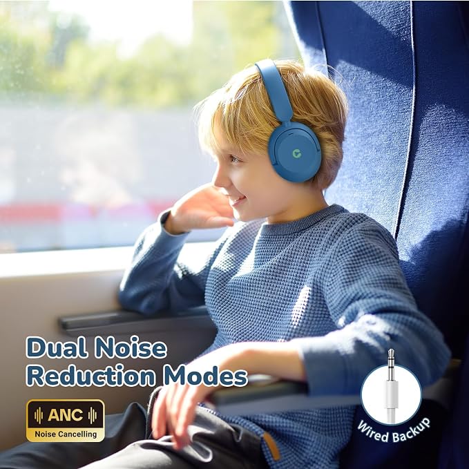 iClever BTH20 Active Noise Cancelling Headphones for Kids Toddler Travel | SafeSound Tech3.1, 60H Play Time, USB C AUX Cable, Award-Winning Kids Bluetooth Wireless Headphones for Boys/Girls/Autism - Image 7