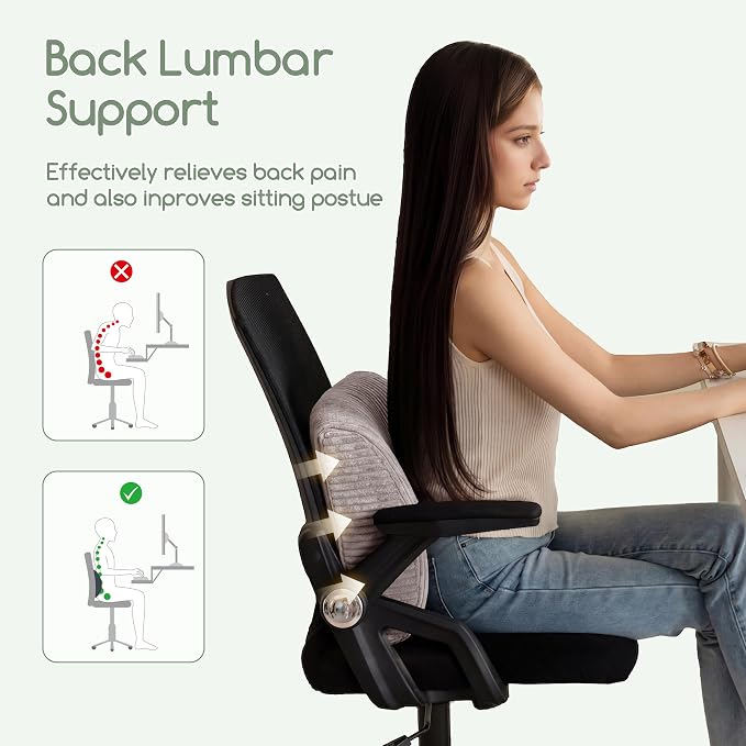 Lumbar Support Pillow for Recliner Chair/Accent Chair/Couch, Extra Large Memory Foam Back Support Cushion for Elderly, Recliner Cushions for Back Rest, Pain Relief, Reading, Washable Cover, Grey - Image 7