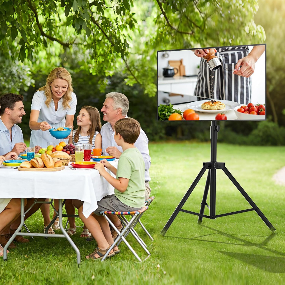 Tripod TV Stand,Outdoor TV Stand for 30-75 inch TVs, Black - Image 7
