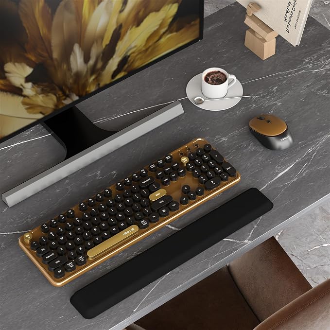Colorful Wireless Computer Keyboards Mouse Combos (Black Brown) | UBOTIE Polychrome Round Keycaps Retro PC keyboards 2.4GHz Radio Frequency Connection With Optical Mouse Power Switch - Image 2