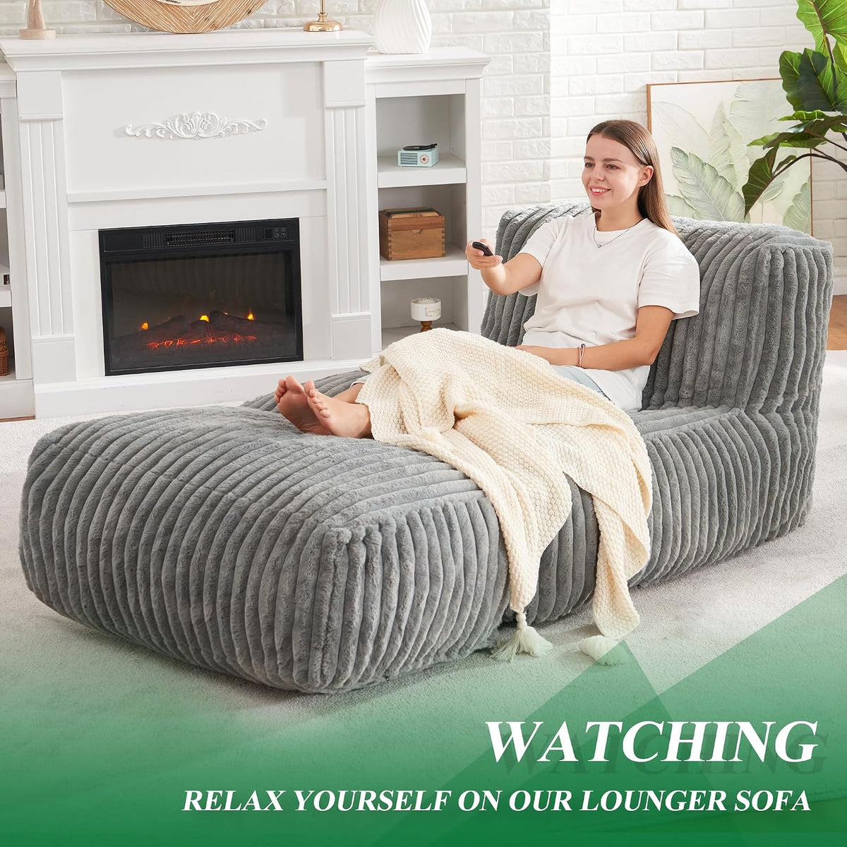 Hobestluk Large Bean Bag Chairs for Adults Giant BeanBag Couch Lounger - Image 3