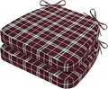AAAAAcessories D-Shaped Chair Cushions, 2" Thick Dining Chair Pads with Ties and Removable, Machine-Washable Cover, 17" x 16", Set of 2, Red Checkered by AAAAAcessories
