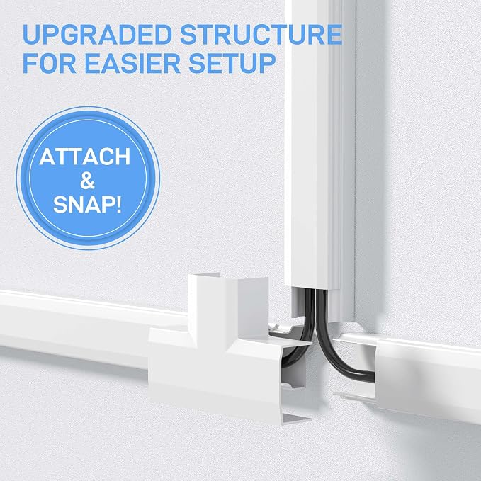 Delamu Cord Hider Wall, Cord Covers for 2-3 Wires, Easy Set up Cable Hider Wire Covers for Cords on Wall, Self-Adhesive Wire Hiders for TV on Wall, Cable Cover Management Kit, W1.0 H0.53in, White - Image 5