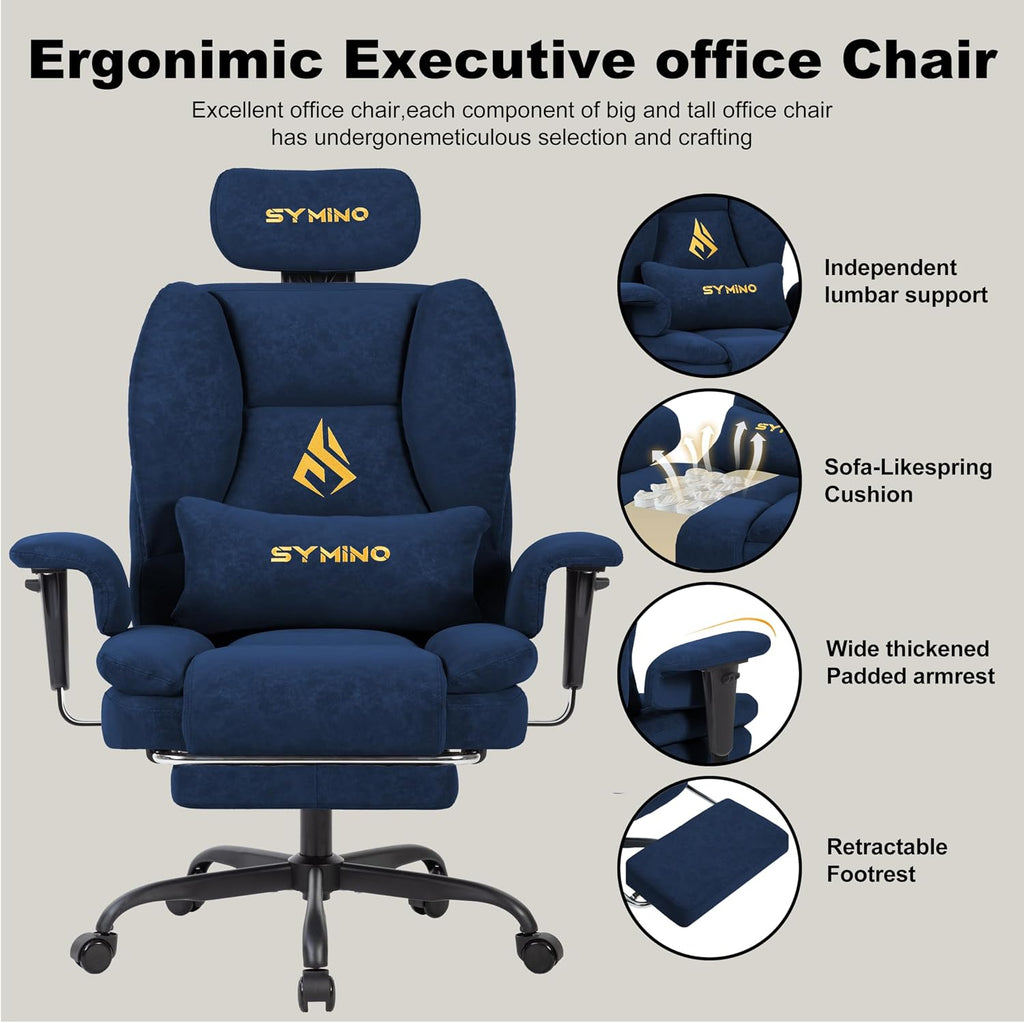 Symino Ergonomic Gaming Chair with Footrest & 155° Recline - Image 4