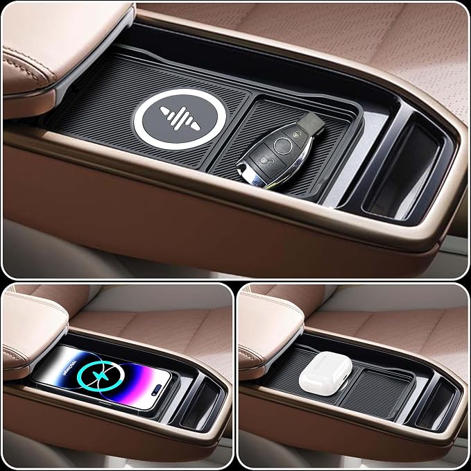 Wireless Car Charger Pad, 15w Fast Car Wireless Chargers Charging pad Non Slip Charger for Car Wireless Phone Charger for iPhone 17/16/15/14/13/12 Pro Max,Samsung S23 S22 S20 for Android, 30cm Cable - Image 8