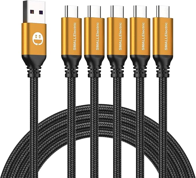 Short USB C Cable 1ft, 5 Pack Type C to USB A Cord, Braided Fast Charging | Short 1FT USB C Cable Compact Type C to USB A cord reduces clutter, perfect for desks, cars, power banks and daily charging. by SMALLElectric
