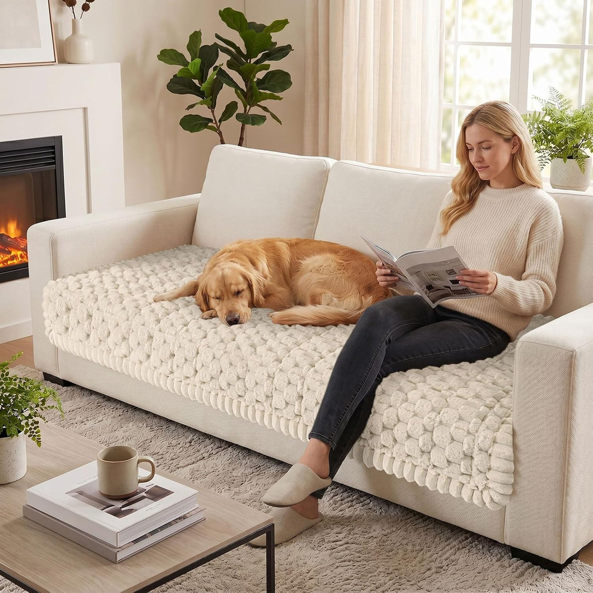 Smiry Couch Covers for Dogs, Non Slip Fuzzy Pet Sofa Protector Washable - Image 5