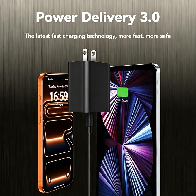 Phone 17 16 15 Charger Fast Charging, 10 FT Long USB C Charger Cord with 20W Type C Fast Phone Charging Block forPhone 17/17 Pro/17 Pro max/Air/Phone 16 15 Pro Max Plus, iPad, Android,Black - Image 4
