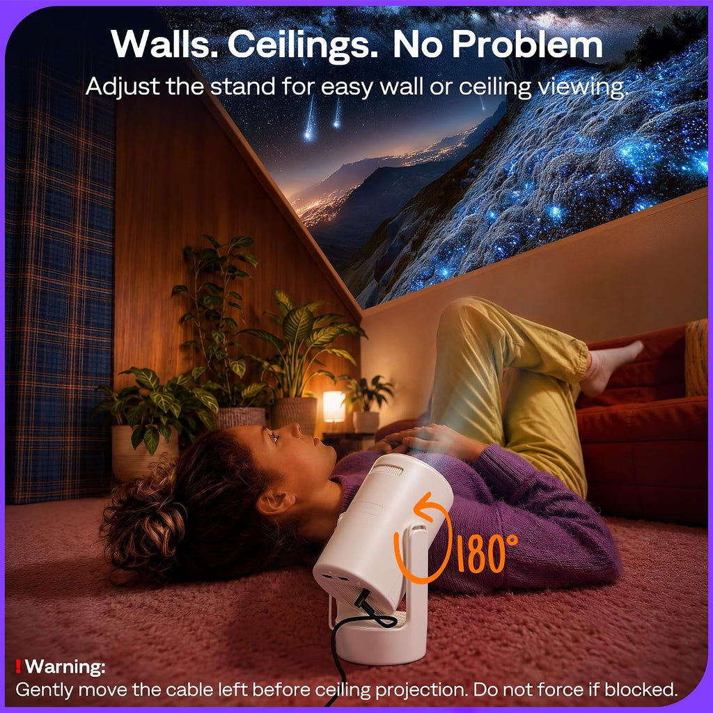 Aurzen Roku TV E1R Smart Portable Mini Projector Bundle with Aurzen Ceiling Projector Mount Bracket - Image 4