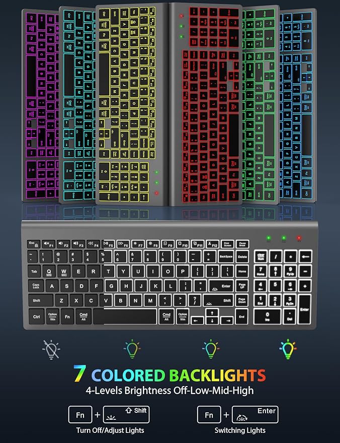 Wireless Keyboard and Mouse Combo, Compact Backlit Scissor Keys | Slim Design, Rechargeable, Quiet Typing, RGB Mouse, Auto Sleep, 2.4GHz USB Wireless, KM61PRO Portable Set for Windows & Mac - Image 2