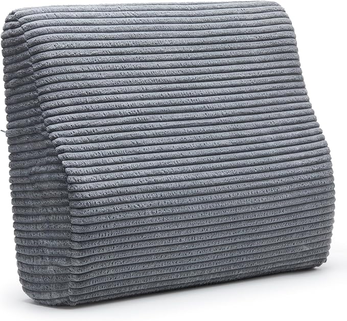 Lumbar Support Pillow for Recliner Chair/Accent Chair/Couch, Washable Cover | Large Memory Foam Back Support Cushion for Elderly, Ergonomic Backrest Pillow for Back Rest/Pain Relief/Reading, Gray - Image 2