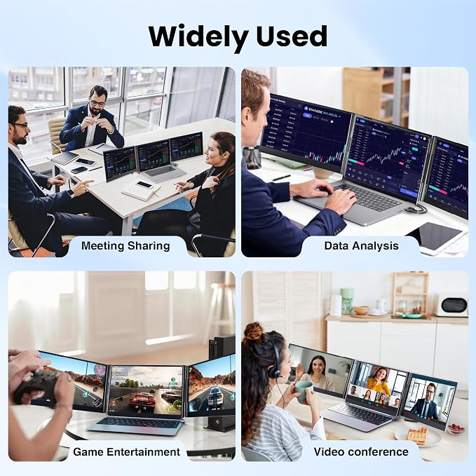 Laptop Screen Extender, 15.6" Ultra Light & Thin Triple Portable Monitor for Laptop with 1080P FHD IPS Display, Two Cable USB-C/HDMI Plug-Play Monitor Extender for Mac/Win/Android, Fits 13-17" Laptops - Image 9