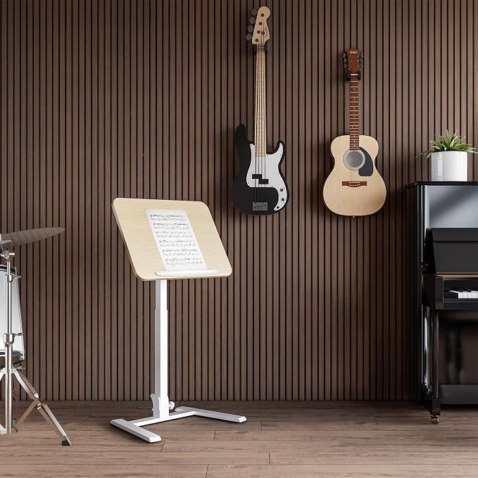 25" Mobile Folding Desk: Pneumatic Sit-Stand, No Assembly | 29-42" Height Adjustable Rolling Laptop Desk, Hidden Wheels, 0-90° Tilt Top. Ideal for Home Office, Craft & Study. - Image 4