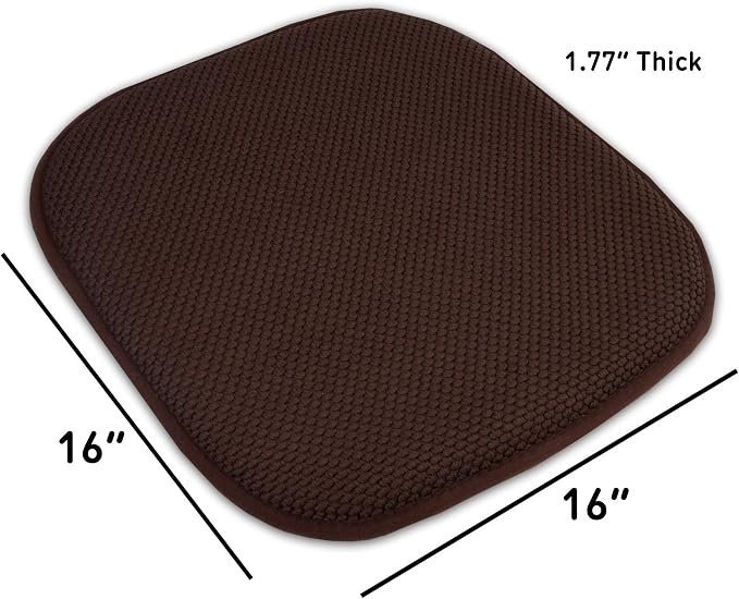 Sweet Home Collection Cushion Memory Foam Chair Pads Honeycomb Nonslip Back Seat Cover 16" x 16" Brown, Pack of 6 - Image 4