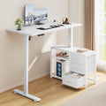 47 Inch L Shaped Desk with 3 Drawers Electric Standing Desks White | with Storage Computer Table Adjustable Height with Power Outlets 4 Memory Presets for Home Office, White by Homiflex