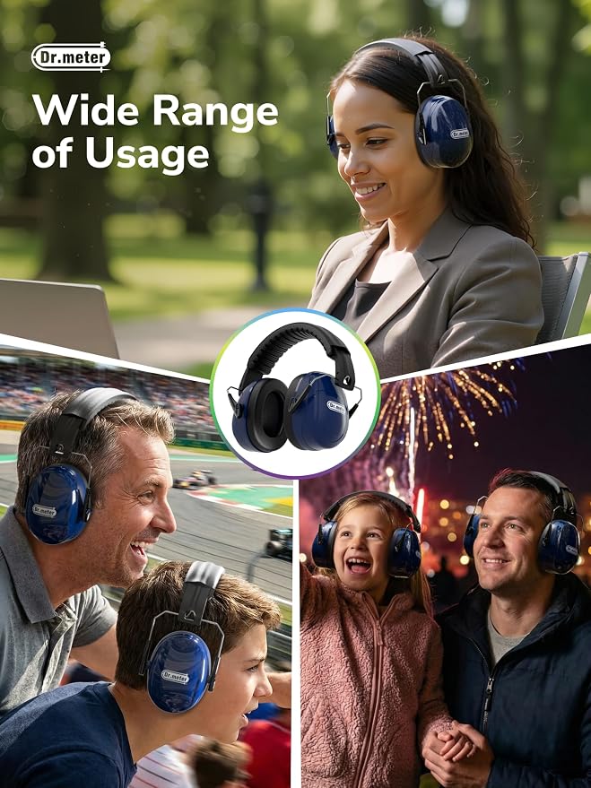 Dr.meter Ear Protection Ear Muffs, 31dB Noise Cancelling Headphones for Shooting Gun Range with Adjustable Headband, Noise Reduction Earmuffs for Adults Kids Autism Sensory, Yard Work, Mowing - Image 7