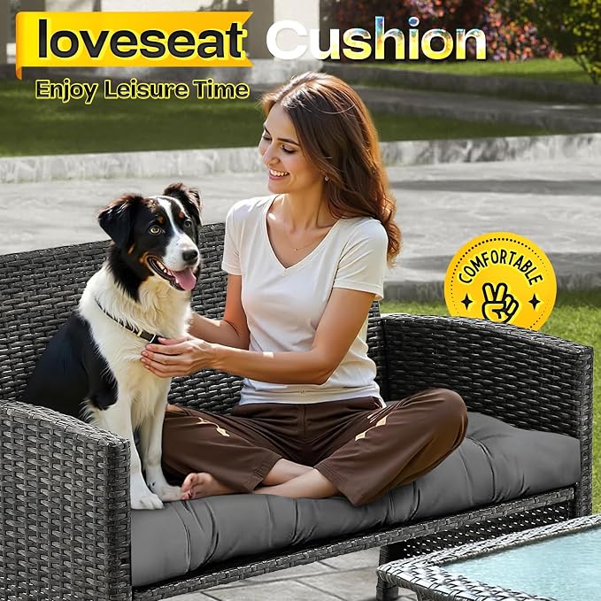MAGIC ELEPHANT Outdoor Bench Cushion, Memory Foam Loveseat Cushion for Patio Furniture Wicker Chair, Settee Porch Swing Seat Cushion, 44 x 19 Inches (Grey) - Image 6
