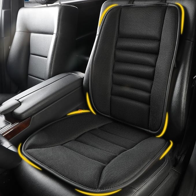 Lofty Aim Car Seat Cushion with Back Support Pillow, Driver Seat Cushion | Lumbar Support & Seat Cushion, Memory Foam Seat Cushion for Pain Relief, Butt Pillow for Car, Breathable 4D Mesh Black by LoftyAim