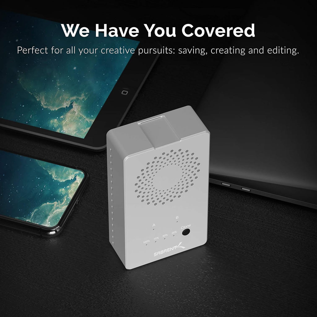 SABRENT Dual-Bay USB-C 10Gbps M.2 NVMe SSD Cloner Dock (EC-SSD2) - Image 5