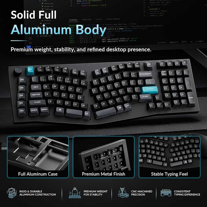 Keychron Q13 Ultra 8K Wireless Mechanical Keyboard, 96% Alice Ergonomic Layout with Numpad, Full Aluminum Custom Keyboard, ZMK, 8000Hz Polling Rate, Hot-Swappable RGB for Mac Windows Linux - Image 4