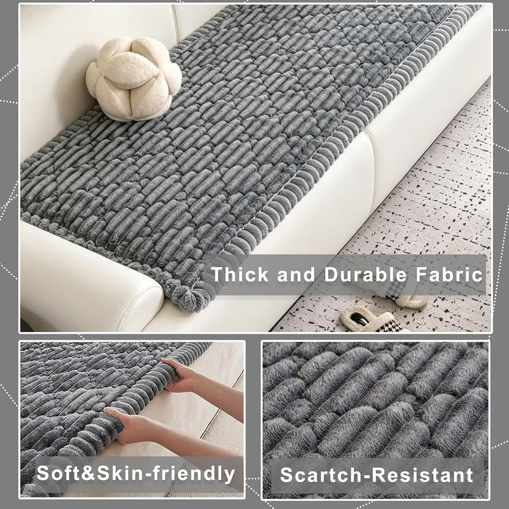 100% Waterproof Fuzzy Couch Cover for Dogs, Washable Non-Slip Pet Couch Covers for Sofa, Soft Thick Furniture Protector Sofa Slipcover Mat for Dogs (Dark Gray, 27.5"x70.9") - Image 7