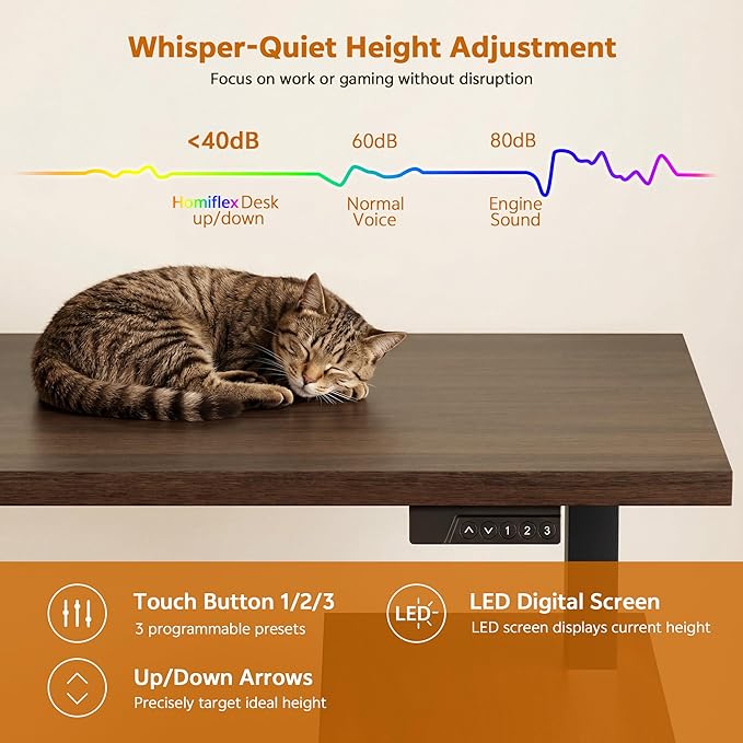 67" L Shaped Standing Desk with Drawers Electric Corner Desk Brown | Adjustable Sit Stand Office Desk with 4 AC Outlets & Type C Port, Executive Computer Desk with Cabinet - Image 7