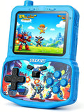 JJFUN Kids Handheld Game Console - Robot Mecha Style with 220+ Classic Games, 3.5'' Color Screen, Rechargeable Battery, Built-in Stand, Retro Gaming Device Ideal Gift for Boys Girls (Blue) by JJFUN