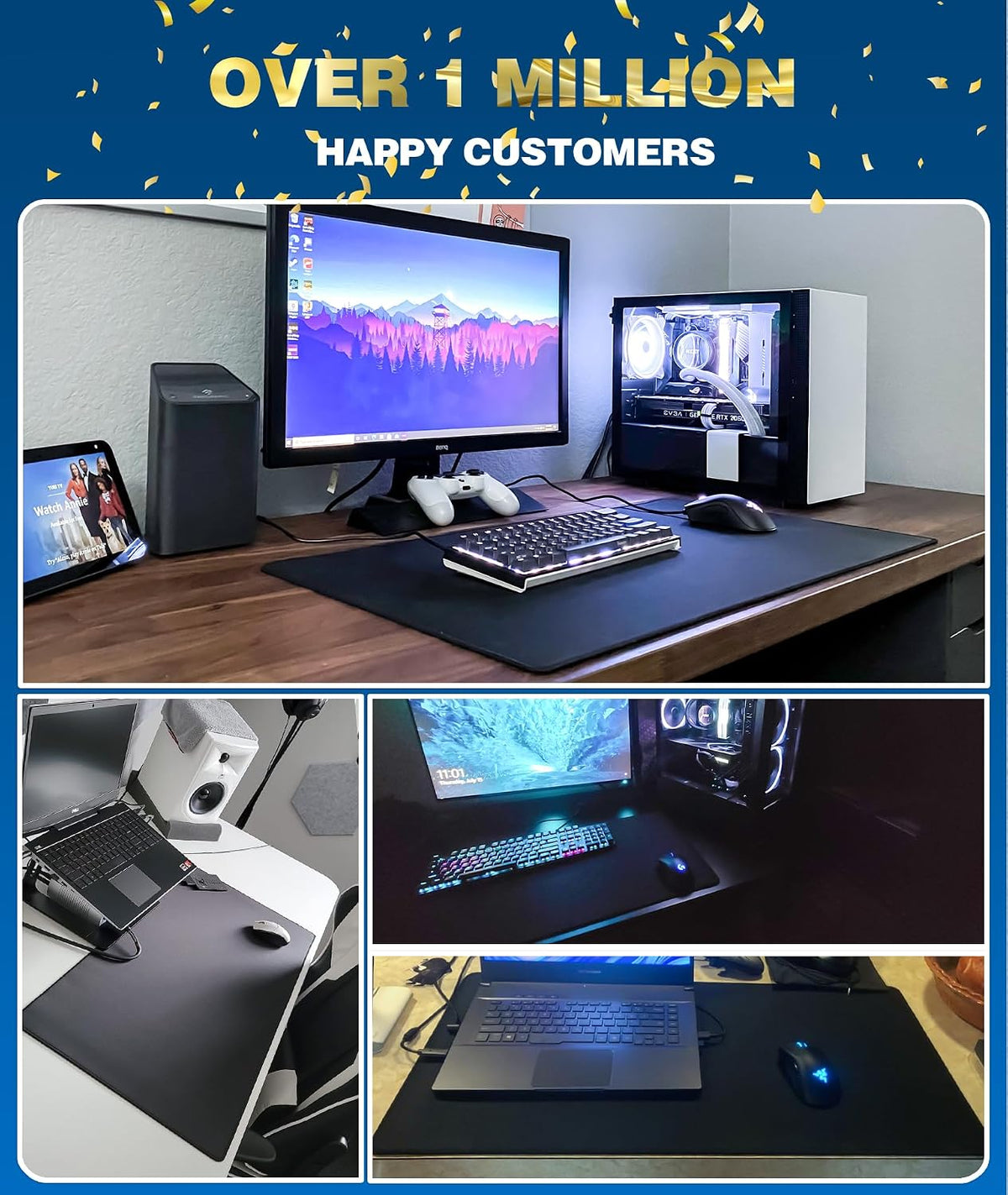 KTRIO Large Gaming Mouse Pad Desk Mat for Gamer, 31.5" x 15.7", Black, XXL - Image 6