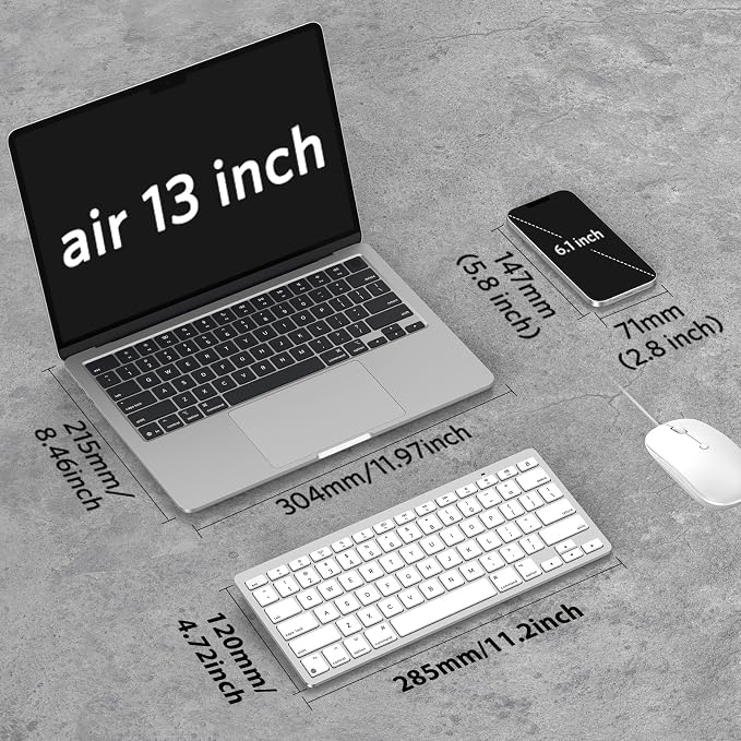 OMOTON Wireless Keyboard for Mac, Bluetooth Stable, No Numpad, Travel Size | macOS Hotkeys, AAA Battery Powered, Compact Portable for Coffee Shop Office, Ergonomic for MacBook Pro/Air/iMac, Silverwhite - Image 3
