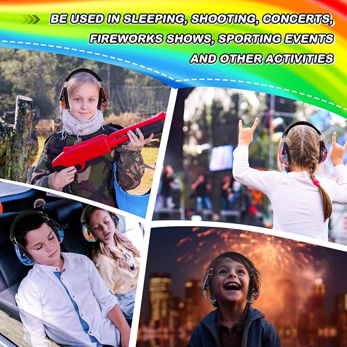 6 Pcs Noise Cancelling Headphones Kids Adult Ear Muffs Bulk, Ear Protection 27dB Noise Reduction Hearing Earmuff(Tie Dye,Bright Colors) - Image 7