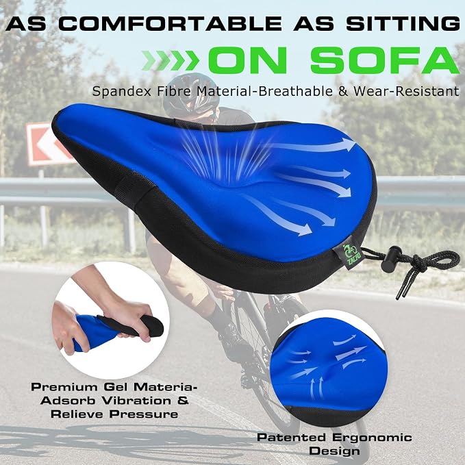Zacro Bike Seat Cushion - Gel Padded Bike Seat Cover for Men Women Comfort, Extra Soft Exercise Bicycle Seat Compatible with Peloton, Outdoor & Indoor Bike Saddles - Image 3