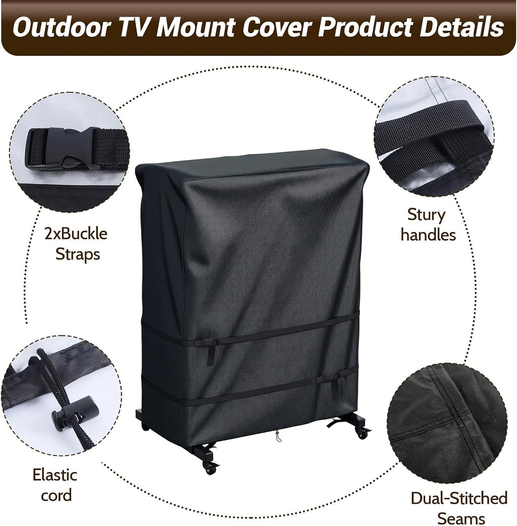 Outdoor TV Cover-Weatherproof TV Stand Covers for Outside TV,Compatible Patio TV Protector for Rolling TV Stand (Black, 70"L x 15"W x 57"H) - Image 4