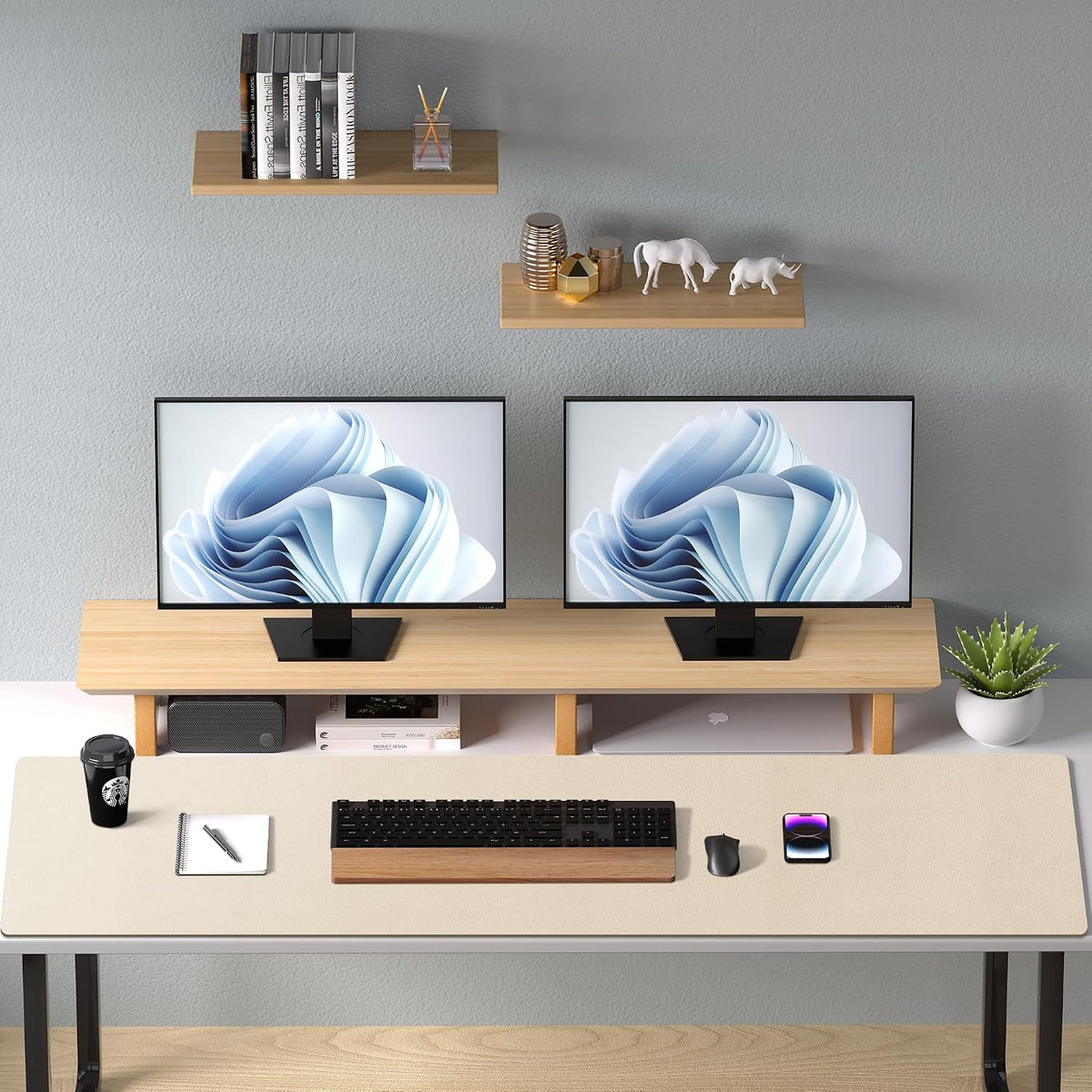 Aothia Leather Desk Pad Protector, Office Desk Mat, Large Mouse Pad, Non-Slip PU Leather Desk Blotter, Laptop Desk Pad, Waterproof Desk Writing Pad for Office and Home (48"x17", Beige) - Image 8