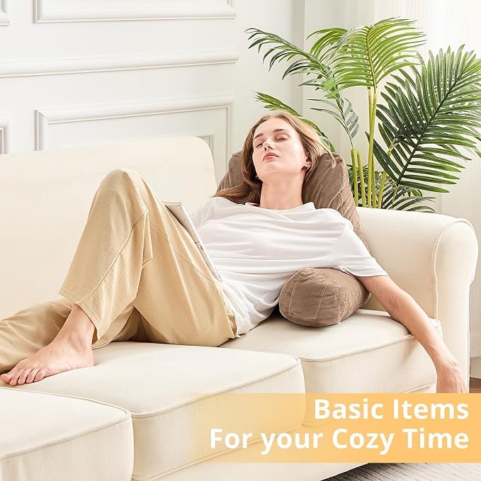 Sasttie Reading Pillow for Bed, Back Pillow for Sitting Up, Light Brown | 18" Backrest Support Cushion for Couch, Sofa, and Floor, Dorm Essentials, OEKO-TEX, Adjustable Down Alternative Fill - Image 7