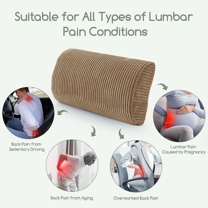 HIGOGOGO Lumbar Support Pillow for Recliner Chair/Accent Chair/Couch, Memory Foam Back Support Cushion for Elderly, Recliner Cushions for Back Rest, Pain Relief, Reading, Washable Cover, Coffee - Image 7