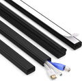 ZhiYo Large Capacity Wire Hiders for TV on Wall for 2-4 Cords, 63in (4xL15.8in) PVC Cable Cover with Adhesive Tape, Snap and Lock Design for Wall Mounted TV, Black Cord Covers for Wires on Wall by ZhiYo