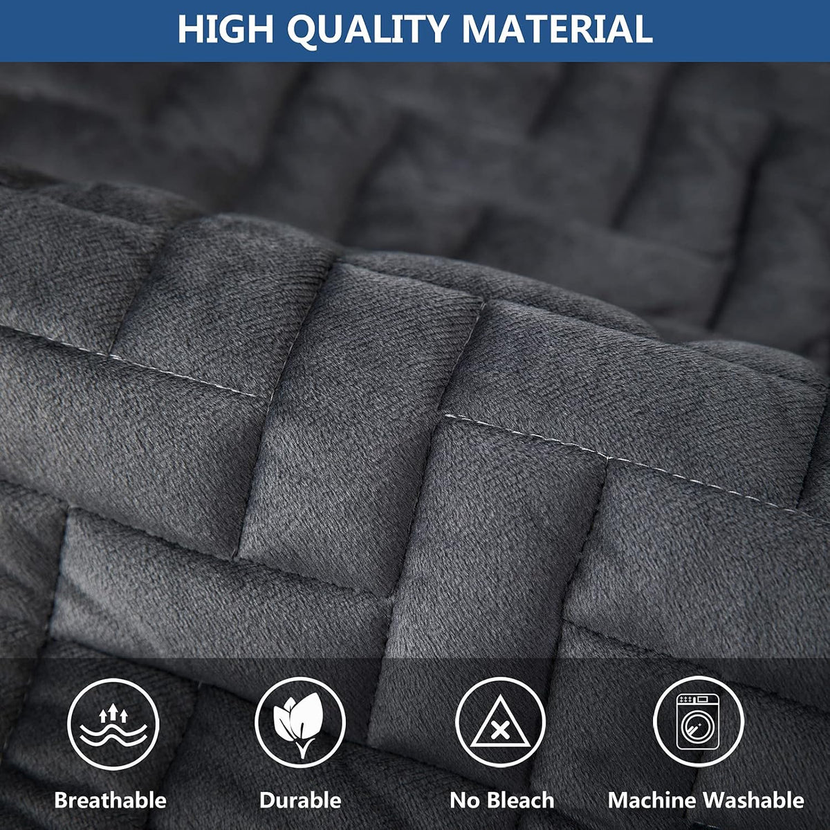 Velvet Couch Armrest Covers for Sofa,Dark Gray,1PC,28''x28'' - Image 3