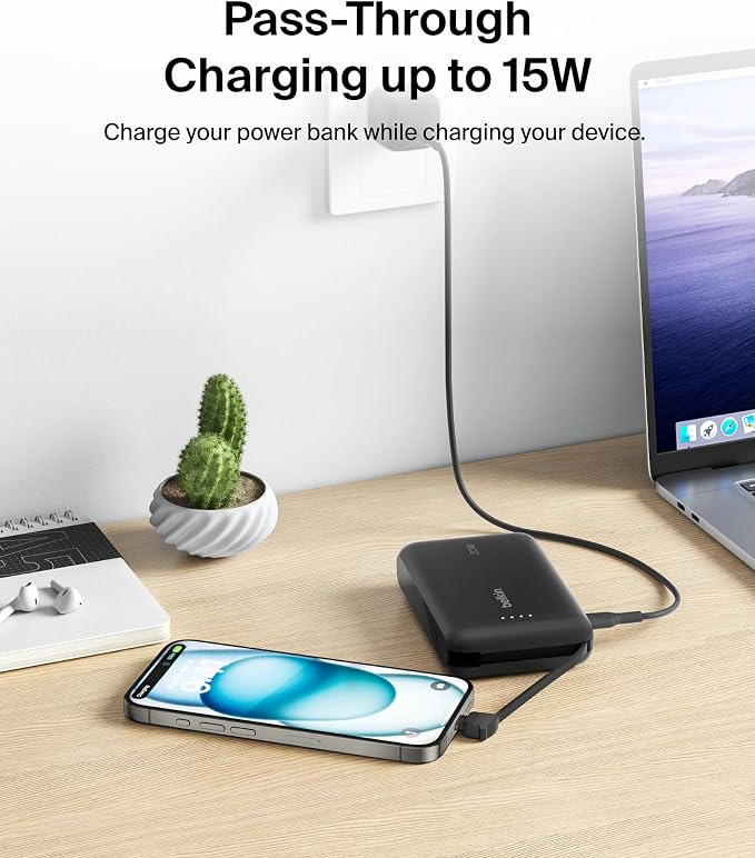Belkin 10000mAh 20W USB C Power Bank, Portable Charger for iPhone & iPad | Fast Charging, Integrated USB C Cable, Eatra USB C Port, iPhone 17, iPad, Samsung Galaxy S26, Charge 2 Devices - Image 11