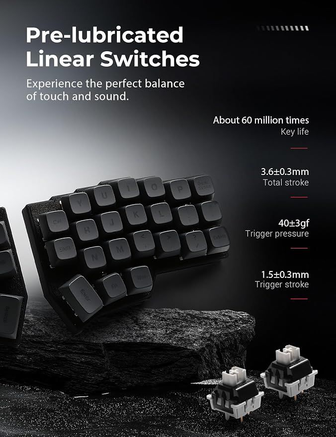 YIVU Corne V4.1 Split Ergonomic Keyboard, 40% 3x6 Ortholinear Layout, Hot-Swappable Mechanical Keyboard with Per-Key RGB, Vial and VIA Programmable, Comes with Pre-Lubed Linear Switches (Wired) - Image 6