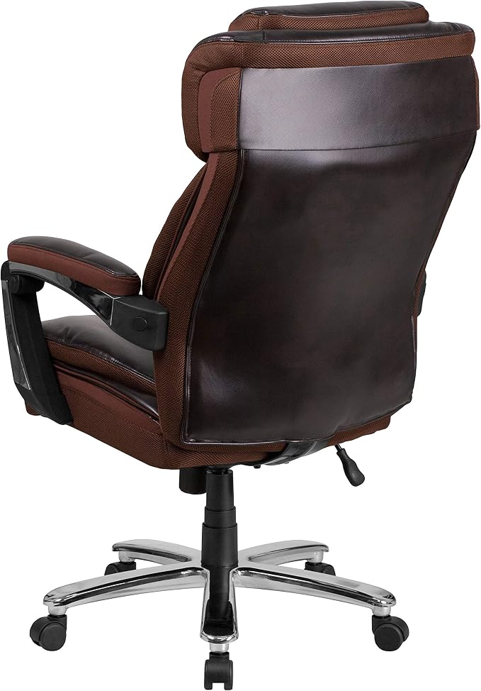 Flash Furniture Big and Tall Office Chair - Brown LeatherSoft Executive Swivel Office Chair with Headrest and Wheels | 500 LB Capacity, Padded Armrests, 360° Swivel, Height Adjustable, Commercial Grade - Image 5