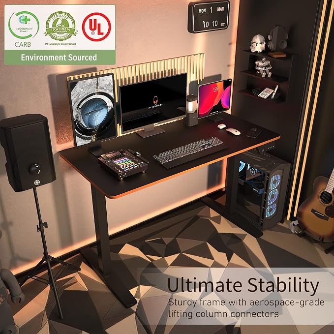 Monomi Electric Standing Desk 48”x24”, Height Adjustable Desk with Wheels - Image 7