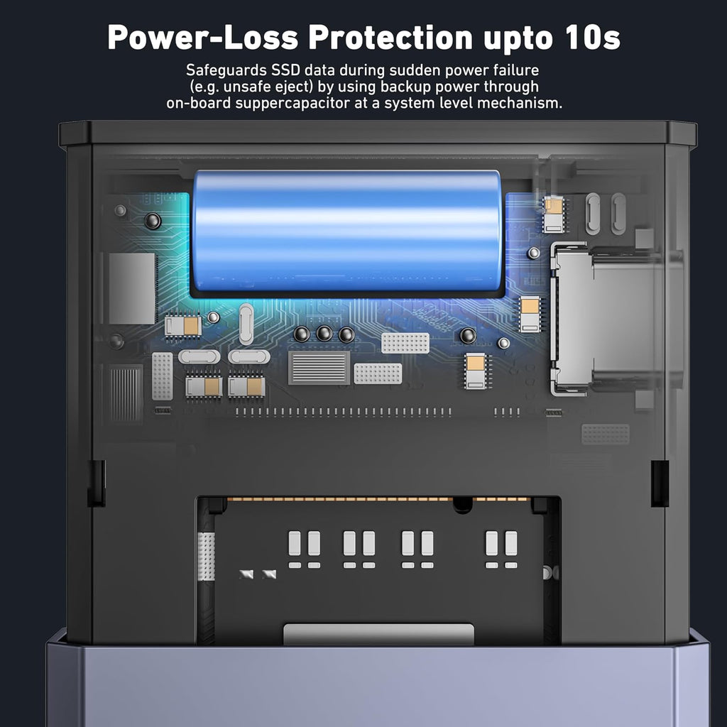 BENFEI M.2 NVME SSD Enclosure, Tool-Free USB C (10Gbps) to NVME Adapter Supports 10s Power Loss Protection, Compatible with NVME M and B&M Keys with Size 2230/2242/2260/2280 SSDs - Image 7