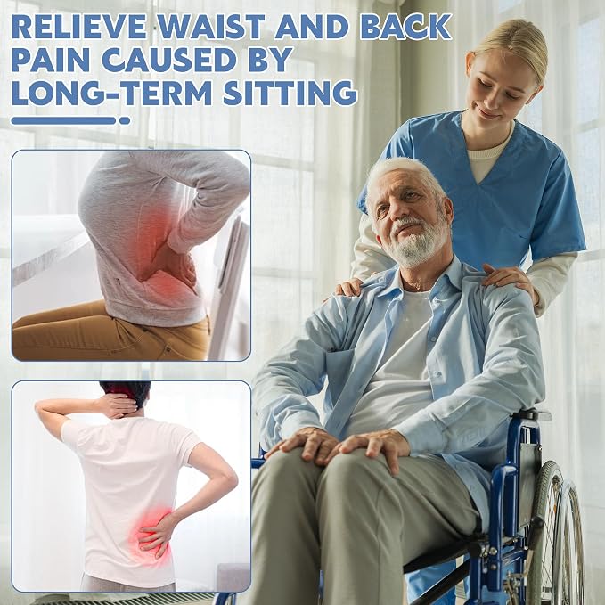 Wheelchair Back Cushion, 18"x17"x2.4" Lumbar Support Pillow for Wheelchair Removable Washable Provide Support Relieve Pain - Image 5