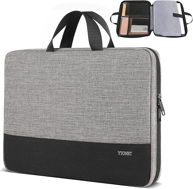 Ytonet Laptop Sleeve Case 17 17.3 Inch, Slim TSA Laptop Bag with Handle | Compatible with MacBook Pro, HP, Dell, Lenovo, Asus 16-17 Inch Notebooks, Protective, Water Resistant, Grey by YTONET
