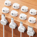 12Pack Cord Organizer [Dual Spring & Clasp] [Max Stability] Cable Clips, Chfeila Cord Holder, Desk Cable Management, Adhesive Wire Organizer for Home Office Desktop Nightstand Car Table Wall - White by Chfeila