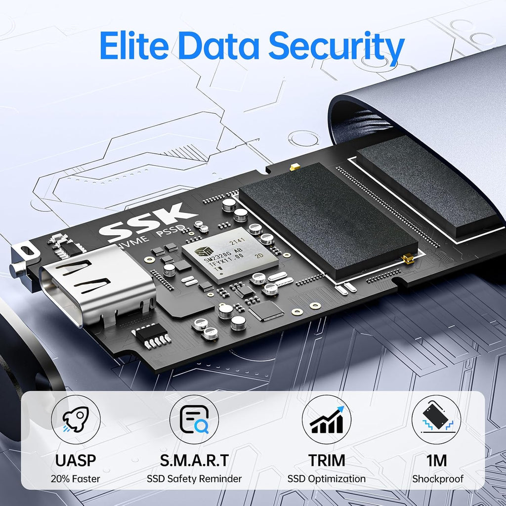 SSK Portable SSD 2TB Up to 2000MB/s External Solid State Hard Drives - Image 3