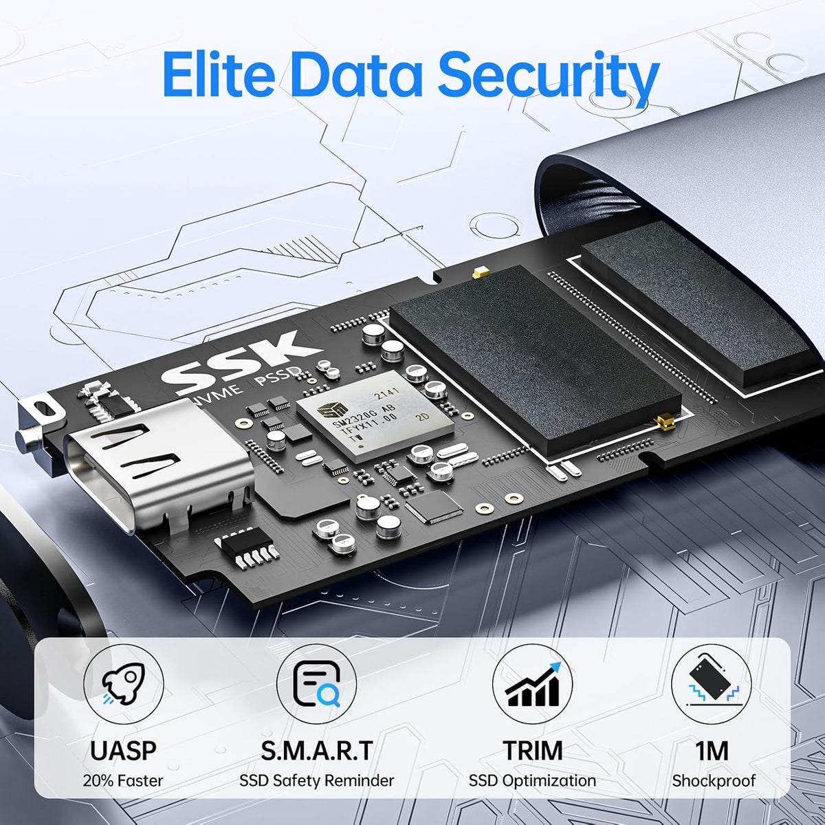 SSK Portable SSD 2TB Up to 2000MB/s External Solid State Hard Drives - Image 3