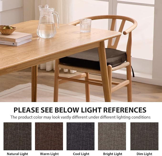 Ruqmuis Chair Cushions for Dining Chairs, 2" Thick Seat Cushions for Kitchen Chairs, D-Shaped Chair Pads with Washable Cover, Ties and Non Slip Backing, 17'' x 16'', Set of 6, Brown - Image 6
