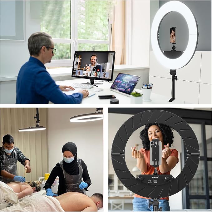 18" 55W Ring Light, High Brightness, No Bracket, Linkable on Wall-Mounted Triangular Arm, Ideal for Studios & Makeup, Live Streaming & Hair Salons, Best Beginner LED Light - Image 8