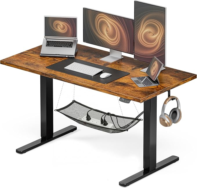 Electric Standing Desk with Cable Management,Rustic Brown Height Adjustable Desk with Memory Presets, Sit Stand Table for Work from Home, Ergonomic Computer Desk,55 x 24 inch by Acrolix